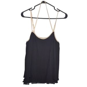 Vera Moda Women's Medium Black Pleated Tank Halter‎ Top Sleeveless Flowy